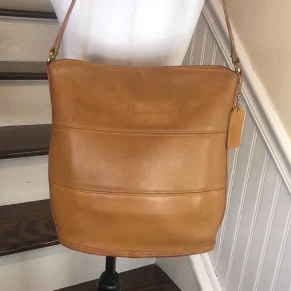 VINTAGE COACH Tribeca Camel Glove Tanned Leather Bleeker Duffle Shoulder Bag - Picture 14 of 17